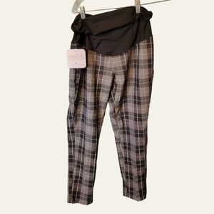 NWY Ingrid & Isabel Black Plaid Maternity Pants Size 4 Crossover Panel